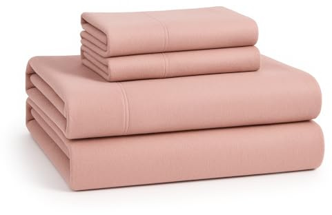 LANE LINEN 100% Cotton King Size Bed Sheets Set - Brushed for Extra Softness - Lightweight 100% Cotton Sheets King Size Set - Warm & Cozy Flannel Cotton Bed Sheets, 15 Deep Pocket - Sepia Rose