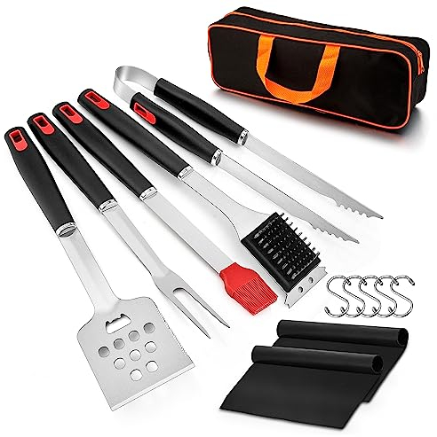 Grillbesteck Set, Joyfair 13-teilig Edelstahl Grill Zubehör mit Tragetasche für Männer, BBQ Grillzubehör Set mit Grillzange, Grillbürste, Fleischgabel für Camping, Picknick und Grillbegeisterte
