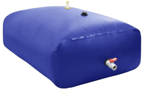 vidaXL Vattentank med kran vikbar 2100 L PVC, vattenbehållare, vatten tank, portabel vattentank, vatten behållare, vikbar vattentank