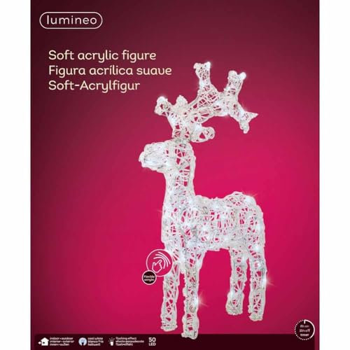 Kaemingk Figura Luminosa Renna Bianca 50 LED Bianco Freddo h61cm