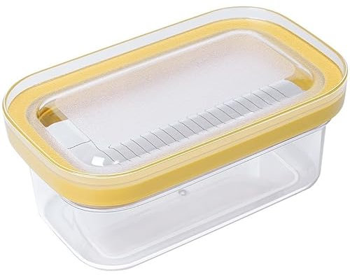Dewocke Boîte de Rangement pour Beurre avec Couvercle, Beurrier Coupe Beurre avec Fil en Acier Inoxydable, Transparent Boîte à Beurre pour Réfrigérateur, Capacité 280g, Facile à Nettoyer