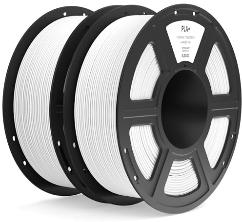 ELEGOO PLA+ Filament 1,75 mm Weiß 2 kg, Hochfestes PLA Plus Filament-3D-Druckmaterialien, Maßgenauigkeit +/- 0,02 mm, 1-kg-Spule (2.2 lbs) für die Meisten -3D-Drucker