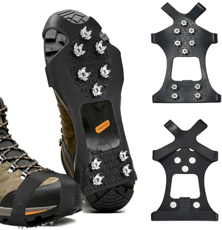 ZMZaoan Crampons pour Chaussures d'hiver - Antidérapants Crampons pour Chaussures de Montagne et Randonnée avec Crampons pour Bottes de Randonnée pour Glace et Aux Herbeuses Dalles Terrain Boueux