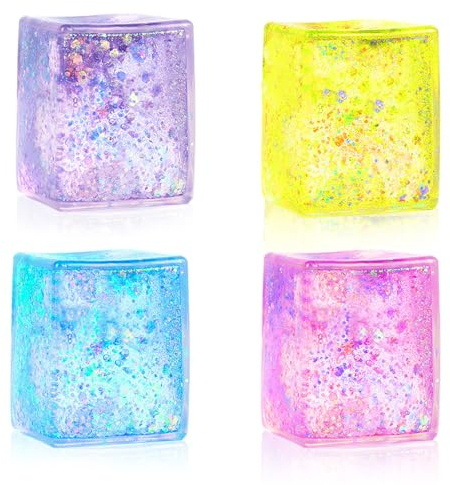 Glaçons Anti-Stress, 4 De Couleures Jouets à Presser de Glaçons, Jouets à Doigts en Forme de Glaçon,Glaçon Fidgets Toys