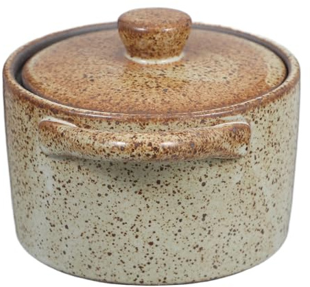 CONGARTENO Olla de Cerámica Rústica con Tapa para Guisos y Cocción al Vapor Diseño Innovador para Baño María para Sopas y Huevos al Estilo Japonés Conserva Nutrientes y Sabor