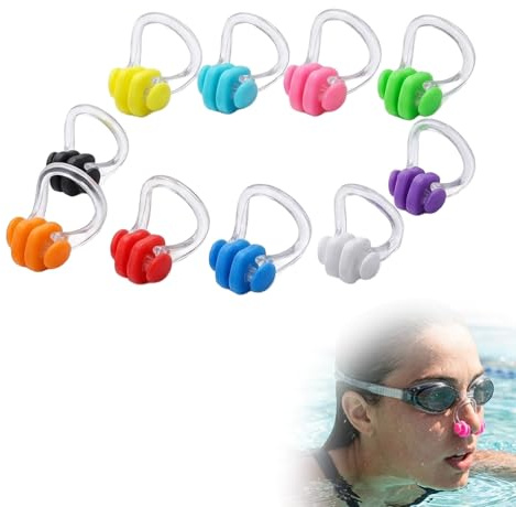 Zolara 10 Pièces Pince Nez de Natation, Pinces Nasales Étanches en Silicone, Pince Nez en Silicone, Pince-Nez Étanches, Compatible avec Adultes, Débutants et Enfants, Dix Couleurs