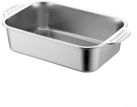 NEIQIUWING Professionell lasagneform rostfritt stål 3 storlekar bakform för grytor ugnssäker upp till 500 °C diskmaskinssäker 46 cm (45)