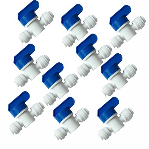Lemoy Equal Straight OD Tube Ball Valve Quick Connect Fitting 3/8-Inch by 3/8-Inch OD Valve Start RO Water System (pack 10)