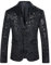 Allthemen Herren Pailletten Sakko Gold Glitzer Blazer Slim Fit Hochzeit Smoking Schwarz L