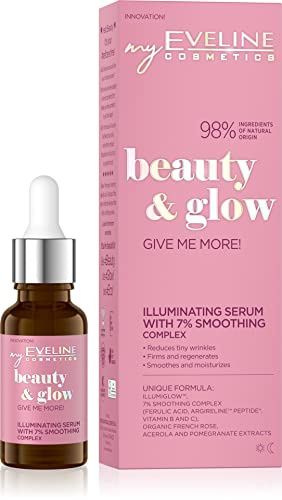 Eveline Cosmetics Beauty&Glow Illuminierendes Serum mit natürlichem Botox-Effekt - Veganes, Hydratisierendes & Glättendes Gesichtsserum mit Ferulasäure & Argireline - 30ml