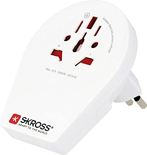 SKROSS | 1.500271 | Reiseadapter Länderadapter Welt auf Schweiz + Italien + Brasilien - Spannung und Leistung: 100V - 1000W / 250V - 2500W - Anti-Stromschlagschutz