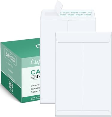 Eupako Catalog Envelopes 6x9 Small White Envelopes Self Seal 250 Pack for Mailing, Organizing, Storage