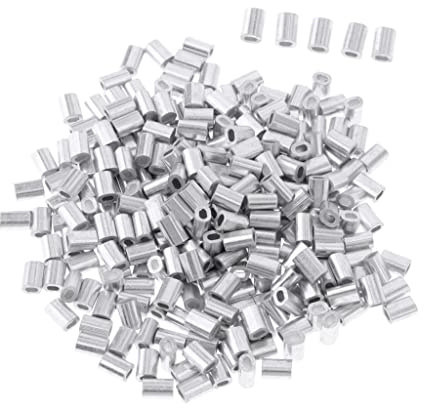 predolo 100 Stück Doppelfass Crimphülse Aluminium Crimpschlaufe Hülse Angelschnur Rohrverbinder, 0,8 mm