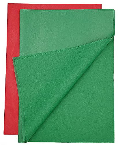 Adquator 50 pièces 50 x 35 cm Papier de soie rouge et vert, lot de papier d’emballage pour bricolage, mariage, anniversaire, décorations de Noël DIY