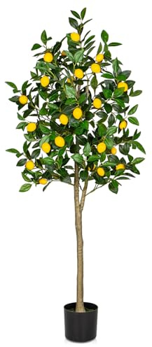 Oairse Planta artificial grande de 150 cm, árbol de limonero, grande en maceta, árbol artificial para interior y exterior, decoración moderna, decoración para baño, salón, dormitorio, balcón