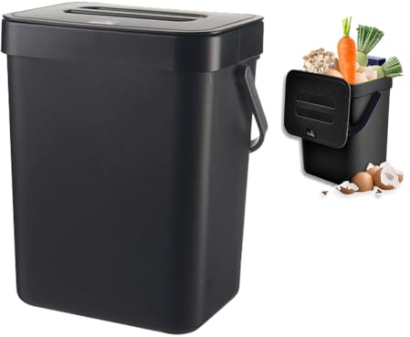 DASIAUTOEM Poubelle bio de cuisine - Poubelle de 3 l avec couvercle - Poubelle de cuisine - Poubelle à compost de cuisine - Poubelle à couches - Anti-odeur - Plan de travail suspendu - Poubelle à