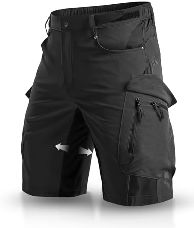Wespornow Pantaloni Cargo da Uomo con 6 Tasche, Pantaloni da Lavoro MTB, Bermuda Corti, Pantaloni Chino, Stretch, per Escursioni estive e Shorts da Ciclismo (Nero,6XL)