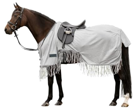 Waldhausen Fliegenausreitdecke Protect mit Fransen, Silbergrau/grau, 145 cm