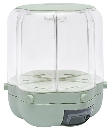 LOIRIIC Dispensador de cereales, 6 compartimentos, 12,5 kg, dispensador de cereales, giratorio 360°, dispensador de alimentos con tapa, para cereales, cubo de viaje, comida seca, caja de frutas de 25