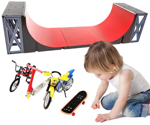 Mini juego de monopatín de dedos, conjunto de rampas de skateboard, mini kit de juguetes, monopatín, patines de scooter, ruedas de bicicleta, accesorios de monopatín, regalo de parque