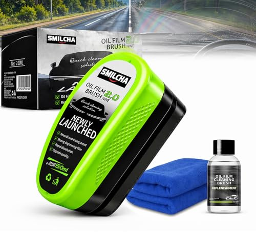 Scheibenreiniger Auto Ölfilm Entferner für Windschutzscheibe, Oil Film Cleaning Brush, streifenfrei & wasserabweisend, Anti-Beschlag, klare Sicht bei Regen, Nebel & Nacht
