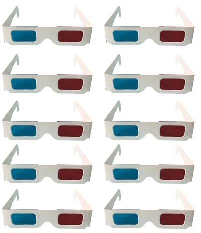 VGEBY 10-pack 3D-glasögon Gör-det-själv Kartong Science Kit med Röda blå Linser och 3D-kort Pappersramar Pedagogisk STEM-aktivitet för Barn Klassrumsfestfavorit