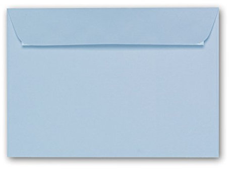 ARTOZ 50x Briefumschläge DIN C6 Pastellblau (Blau) - 16,2 x 11,4 cm - haftklebend - gerippte Kuverts ohne Fenster - Serie Artoz 1001