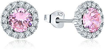 Jo Wisdom Damörhängen, 925 sterlingsilver, månadssten, stiftörhängen med pläterat vitguld, smycken för kvinnor, Vitguld Sterlingsilver Silver Cubic Zirconia, Kubisk zirkonia