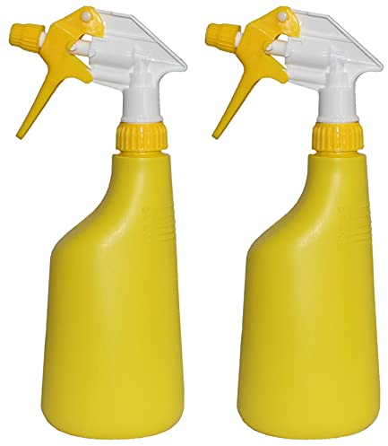 Sprühflasche mit Skala | mit Profi Sprühkopf Chemie Beständig | Handsprüher | Blumensprüher | Friseursprühflasche | Pflanzensprühflasche | Pumpsprühflasche für koch Chemie sonax (2, Gelb)
