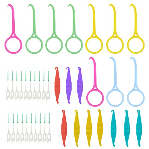 40 st Aligner Borttagningsverktyg + Hängsle Gummibandsverktyg + Mellantandborste, 10 Hygieniska Greppverktyg, 10 Elastiska Gummibandsplatser, 20 Silikontandplektrum