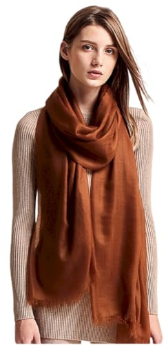 Prettystern damer 100 % kashmir fjäderlätt ring pashmina halsduk aftonklänning stola gjord av mycket tunn 200 garn kashmir trådar, 19. Röd brun, 200 cm X 100 cm