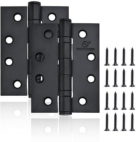 2 Stück Scharnier Schwarz, 100x76x2.5 mm Türscharniere für Holztüren Scharniere Klappbar für Innen- und Außentüren von Geschäftsgebäuden