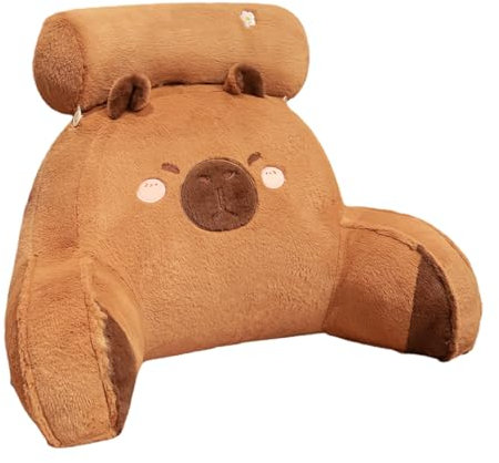 Vesone Capybara Reading Pillow for Bed, Capybara Plush Pillows with Neck/Arm Support, Soft Comfortable Reading Cushion Backrest Pillow for Reading Relaxing Watching TV 60x40cm