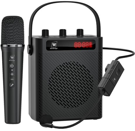 YOCEWECA Amplificador de voz Bluetooth 5.3 de 40 W con auriculares y micrófono de mano, sistema PA recargable portátil para profesores y eventos, altavoz de karaoke inalámbrico con 4 efectos de sonido