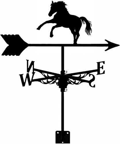 LYDSB Banderuola Resistente per Cavalli, banderuola da Giardino in Ferro Nero, Vernice Spray Anti-UV, indicatore di direzione del Vento in Metallo, per Garage, Cupola, fienile, Giardino,