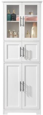 LEADZM Buffet Haute Cuisine, Meuble de Rangement avec 6 Portes, Grande Capacité pour Salon, Chambre ou Bureau - 60 x 30 x 170 cm (6 Portes)