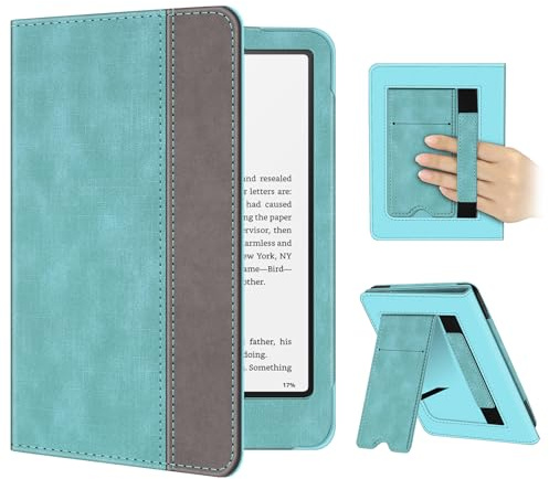 FINTIE Fodral för 7 tum Kindle Paperwhite(12:e Gen) – 2024/Kindle Colorsoft | Fodral med Handrem och Automatisk Sömn/Väckning , Turkos