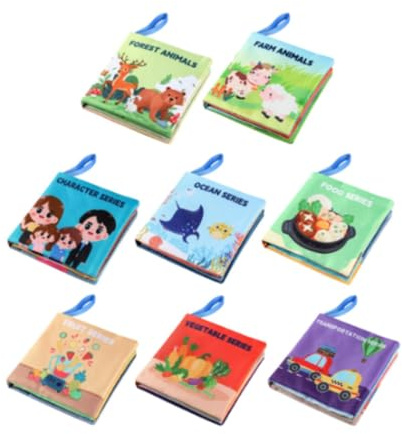 FytStycale 8 Libri Morbidi per Neonati, Giocattolo Educativo Prescolare, Giocattolo Sensoriale Portatile per Neonati, Libro Frusciante per Bambini E Bambine Dai, come descritto, Dimensioni: