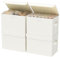 GUOHNHE Fabric Storage Bin with Lid, Closet Boxes with Cover, Collapsible Stackable Organizer Basket with 2 Handles, for Home and Bedroom, 4 Pack, Beige, 26 x 20 x 17 cm, XSNY12BES-4