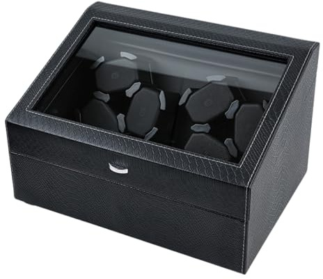 Eleeonora Remontoir Montre Automatique,Remontoir De Montre pour 6 Montres,Remontoir à Montre Ecrins,Remontoir De Montre Automatique avec LumièRe LED,6 Rotateurs De Montre Et 6 Rangements