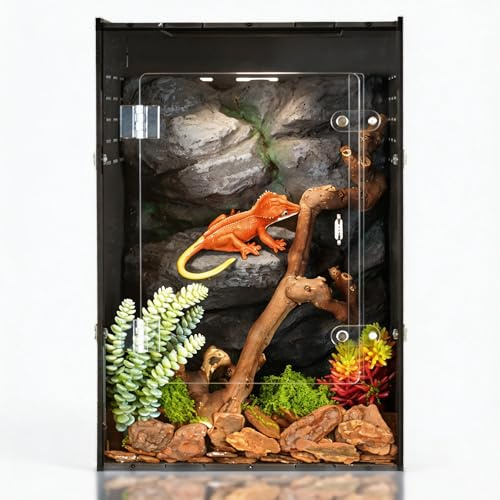 maiyuolg 10 Gallon Reptile Tank - 12x12x18 Crested Gecko Tank Enclosure - PVC Habitat with Ventilation for Lizard, Spiders & Snakes