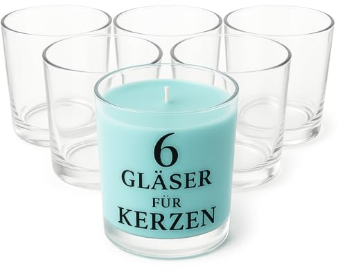 Glasmark KROSNO 1992 Lot De 6 Pots en Verre Transparent Pour Fabrication de Bougies Bricolage 500 ml