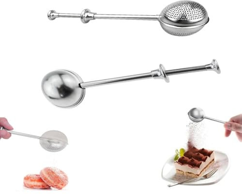 Changyeah Teezangen in acciaio inox inox, 2 pezzi colino da tè, a forma di palla, pinza per colino facile da pulire, per tè sfuso, in acciaio inox, zucchero, farina, spezie