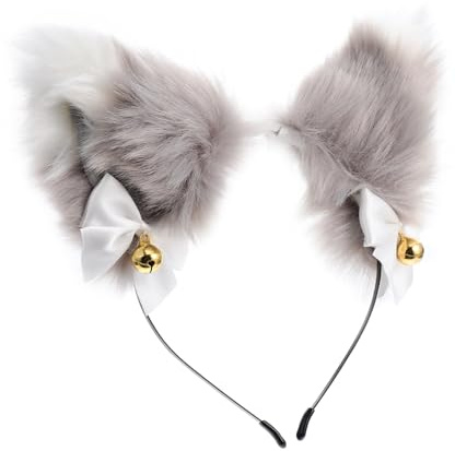 Gatuida Diadema Accesorio Cabello Cómodo de Tela con Diseño Creativo con Orejas de Animal y Cascabeles para Cosplay y Fiestas para Mujeres y Niñas