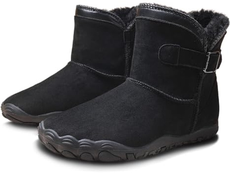 Peak Footwear Snug Boot Winter Barefoot Boots – Waterproof, Non-Slip Traction, Cozy Fur Lined Warm Snow Boots with Wide Toe Box & Zero-Drop Sole (Unisex) (Black, 9/9.5 W, 7/7.5 M, US Footwear Size System, Adult, Women, Numeric Range, Wide, 9, 9.5)
