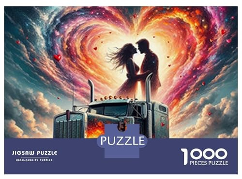 Romantic Couple Silhouette 1000 Piece Jigsaw Puzzle Paper for Adults Heart Light Night Scene Focus 38x26cm/1000pcs