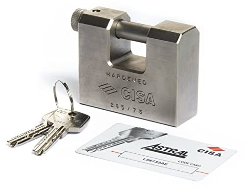 CISA 128553750, Lucchetto Antiscasso in Acciaio con Chiave Astral, 75 mm, Arco 13.5 mm