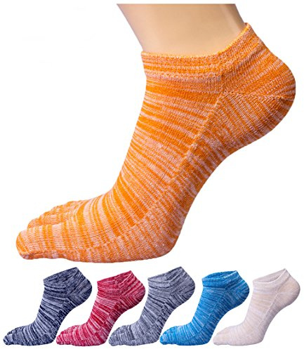 HONOW Women's Low Cut Toe Socks Ankle Cotton Running Socks(Pack of 5/6)