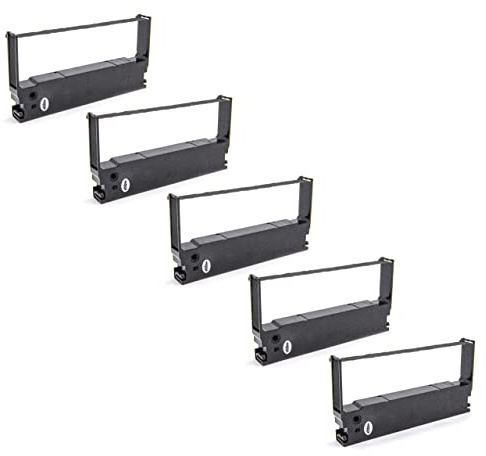 vhbw 5x Ruban encreur compatible avec Epson ERC 820, 820, 820 Serie, 825, ERC 32, ERC 820 Serie imprimante matricielle ou de reçus - noir