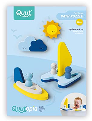 QUUT Puzzle Friends Wegsegeln - Ultimatives Badespielzeug für Babys ab 10 Monaten - Fördert Motorik & Kreativität, Sicher & Spaß,, Inkl. Aufbewahrungslösung